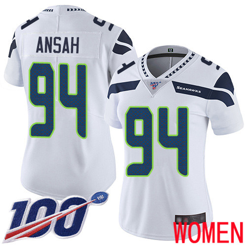 Seattle Seahawks Limited White Women Ezekiel Ansah Road Jersey NFL Football #94 100th Season Vapor Untouchable->women nfl jersey->Women Jersey